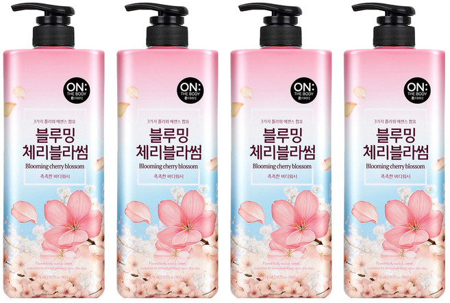 ON THE BODY 花漾香氛沐浴乳 甜美櫻花, 900g, 4瓶