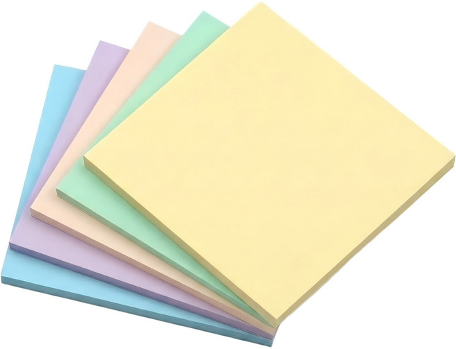 쿠말 반투명 방수 메모지 점착 스티커 7.5 x 7.5 cm, 파스텔, 5개, 50매