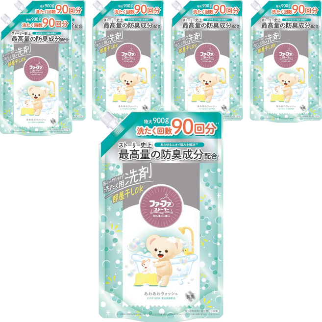 FaFa FREE& 繪本系列 麝香洗衣精補充包, 900g, 6包