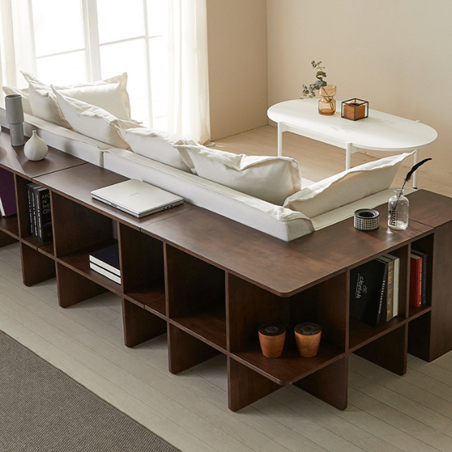 퍼피노 빌리 원목 모듈 책장 코너형 + 일반형 세트 방문설치, 다크브라운, 2단