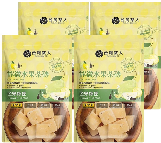 台灣茶人 熊鑽水果茶磚 芭樂檸檬 Fruit Tea Cubes-Guava&Lemon, 20g, 7顆, 4袋