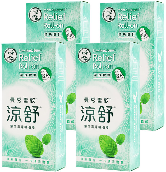MENTHOLATUM 曼秀雷敦 涼舒 滾珠精油棒 薄荷, 4盒
