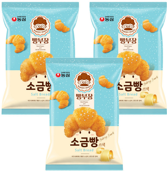 농심 빵부장 소금빵, 55g, 3개