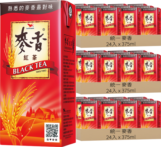 統一 麥香 紅茶, 375ml, 72入