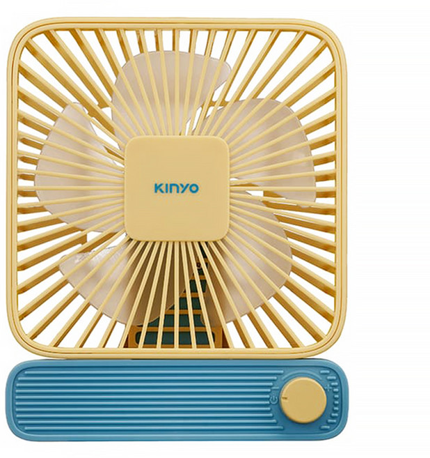 KINYO 充電風扇, UF-2652, 黃色
