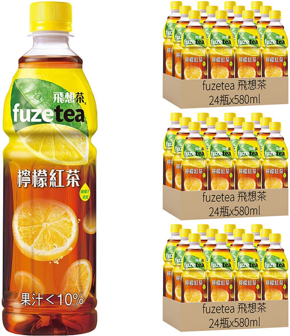 fuzetea 飛想茶 檸檬紅茶, 580ml, 72瓶