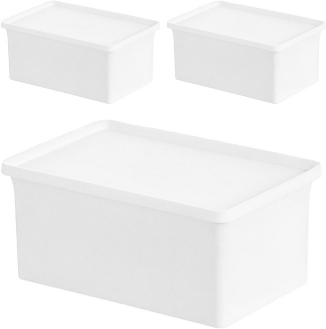 데일리홈 다용도 수납 정리 보관함, 화이트, 3개