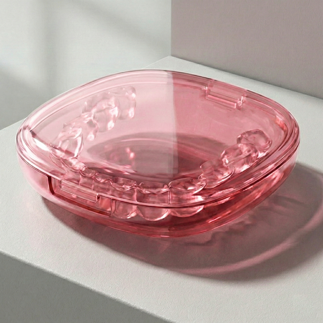 모바이브 휴대용 틀니 치아 투명 교정기 케이스 MV-CASE-001, 핑크, 1개