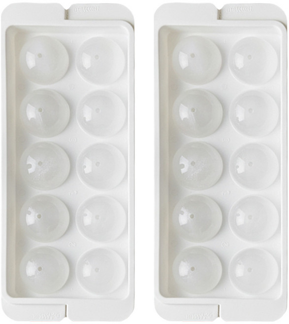 KOKUBO 小久保 球型製冰盒 輕鬆製作球形冰塊 適用於威士忌、雞尾酒, White, 2個