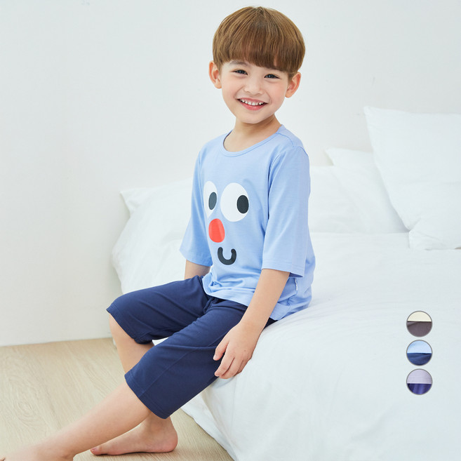 롤리트리 아동용 레이온 스판 찰랑 포인트 7부 실내복 상하의 세트