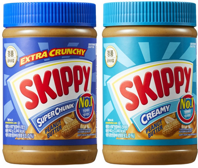스키피 수퍼청크 땅콩버터 462g + 크리미 462g, 1세트, 1g