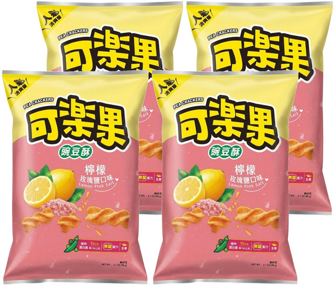 可樂果 豌豆酥 檸檬玫瑰鹽口味, 88g, 4包