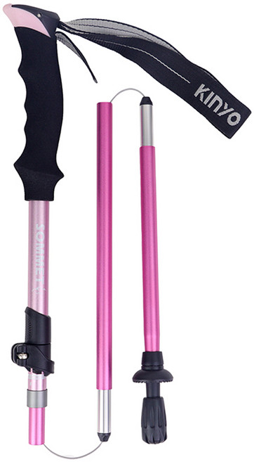 Kinyo 漸層鋁合金摺疊登山杖 TP-7020PI, 1個, 粉色