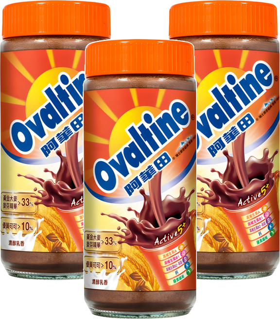 Ovaltine 阿華田 營養巧克力麥芽飲品, 400g, 1入, 3罐