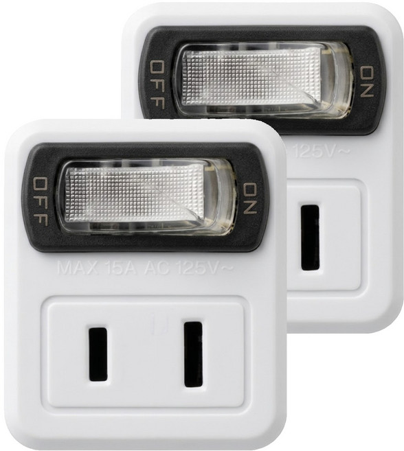 Kinyo 壁插 2孔, 白色, 2個, 38mm