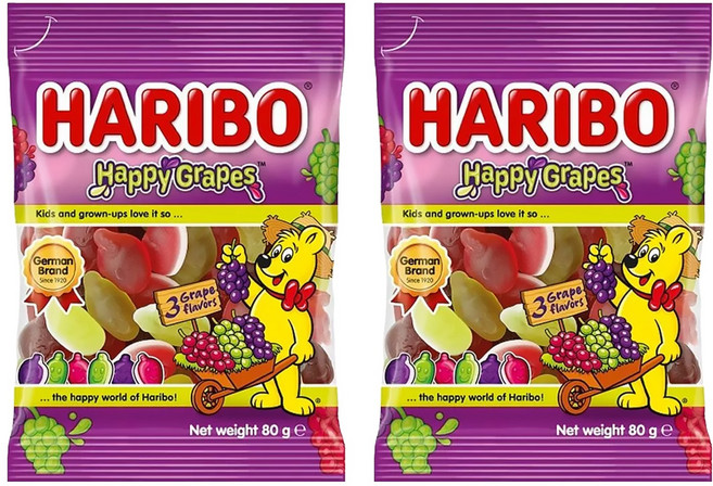 HARIBO Happy Grapes 葡萄風味Q軟糖, 80g, 2包
