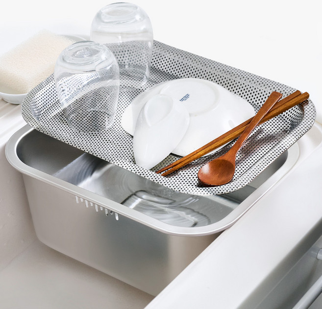 르메이드 올 스텐 304 사각 설거지통 + 타공 트레이 세트, 1세트, 실버