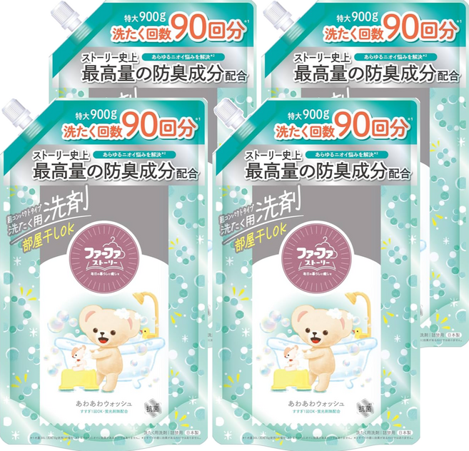 FaFa FREE& 繪本系列 麝香洗衣精補充包, 900g, 4包