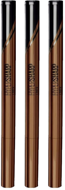 MAYBELLINE 媚比琳 台灣公司貨 超激細抗暈眼線液抗手震版 0.5g, 深邃棕, 3支