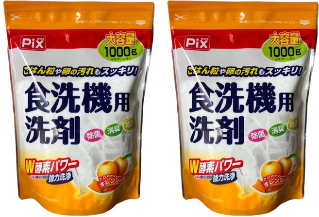 Lion Chemical 獅子化學 Pix W酵素 洗碗機用洗劑 柑橘香, 1kg, 2包