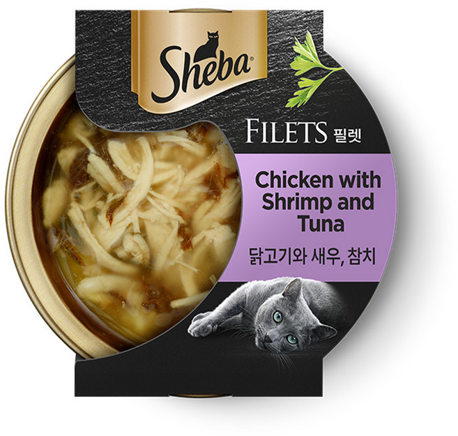 쉬바 어덜트 고양이 필렛 습식사료, 닭+새우+참치, 60g, 16개