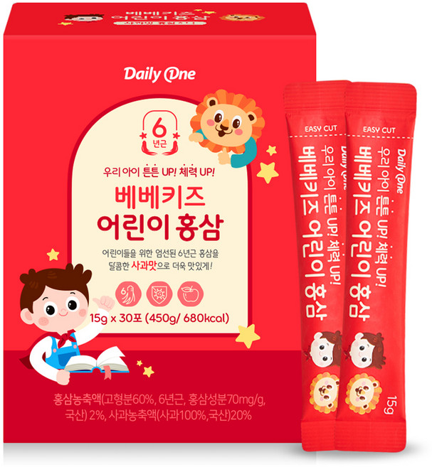 데일리원 베베키즈 어린이 홍삼 30p, 1개, 450g