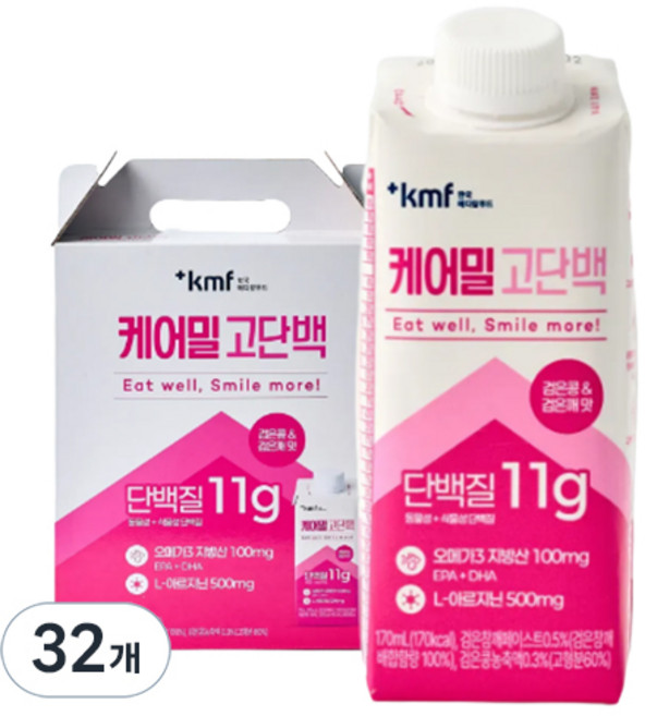 한국메디칼푸드 케어밀 고단백 검은콩 & 검은깨맛, 170ml, 32개