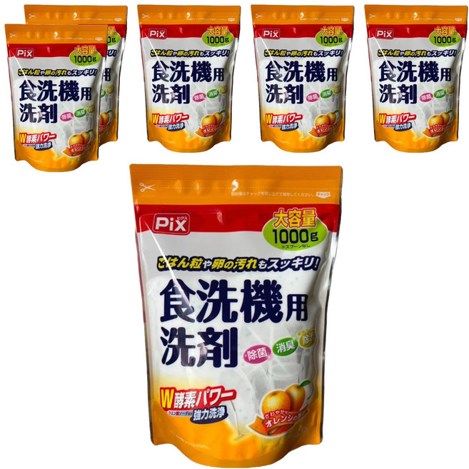 Lion Chemical 獅子化學 Pix W酵素 洗碗機用洗劑 柑橘香, 1kg, 6包