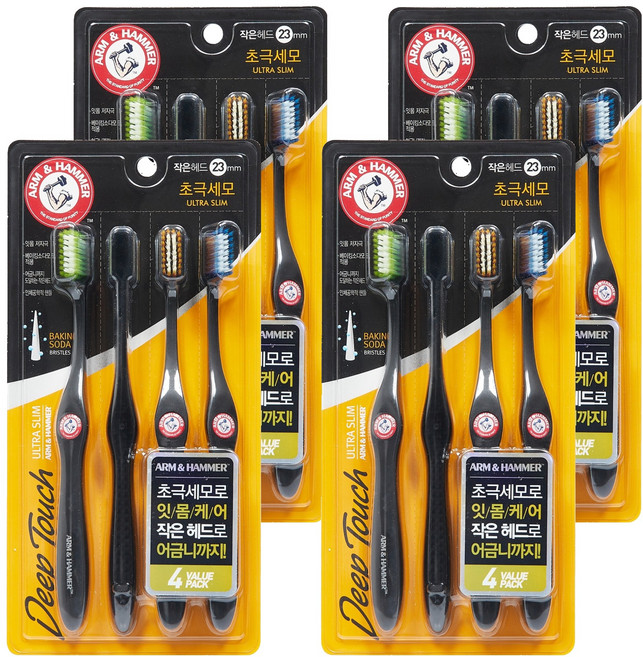 암앤해머 딥터치 초극세모 칫솔 세트, 4개입, 4개