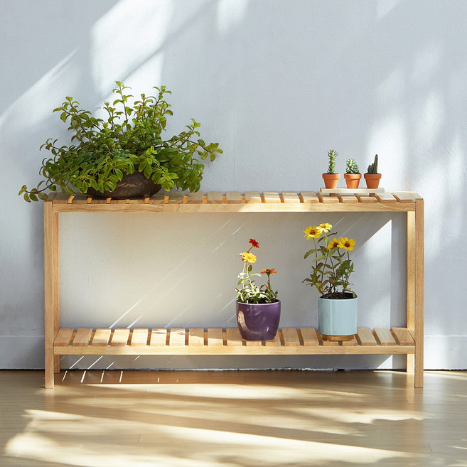 우디홈 다용도 원목 선반, 2단