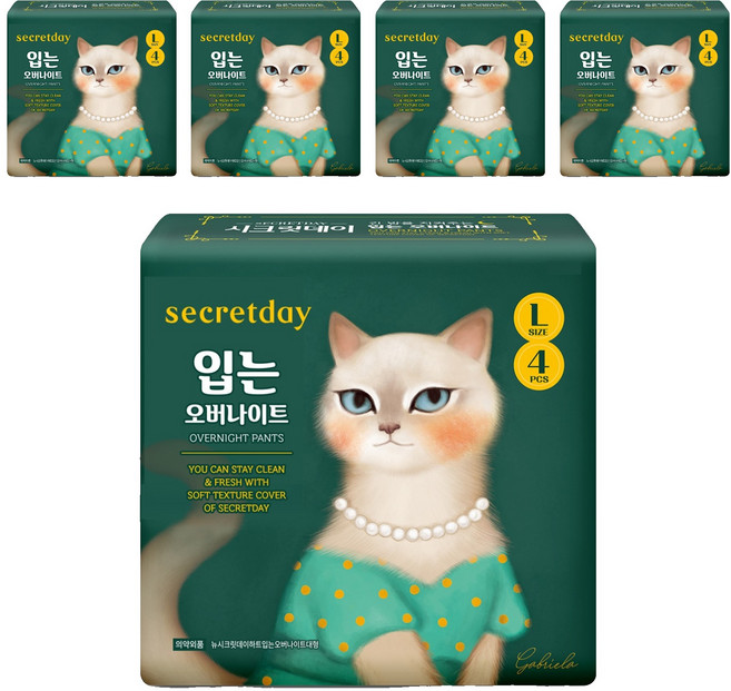시크릿데이 입는 오버나이트 팬티형, 대형, 4개입, 5개