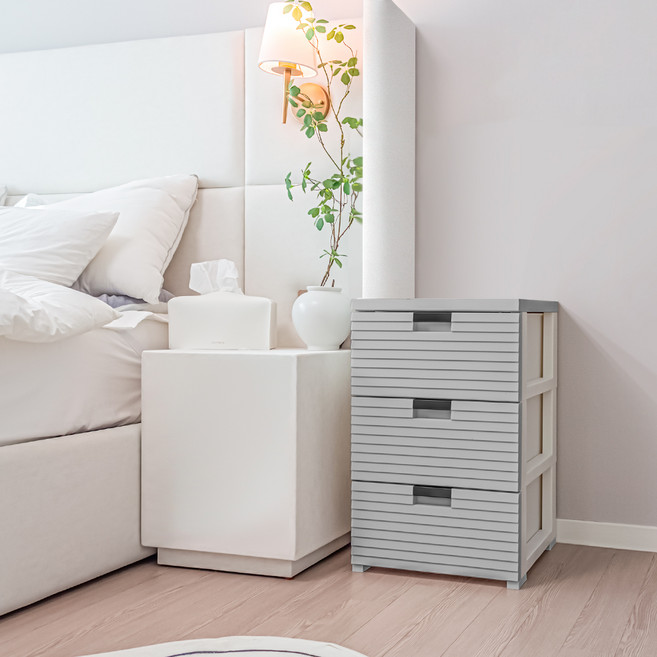 아임홈리빙 LINE 서랍장, 3단, 그레이