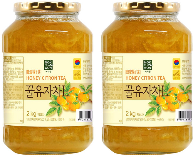 녹차원 차다움 꿀유자차, 2개, 2kg, 1개입