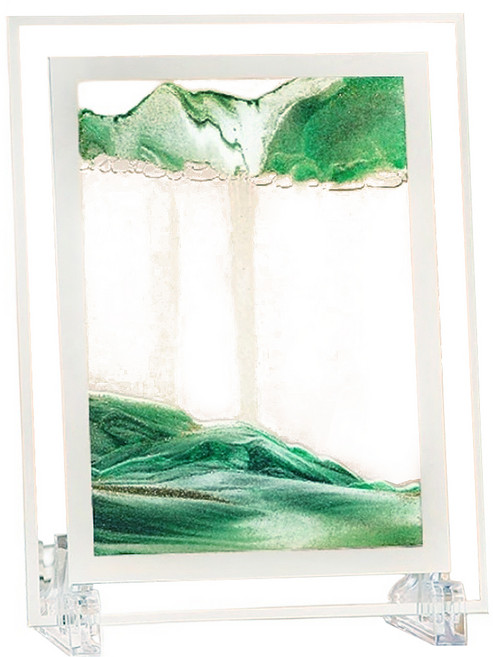 3D立體質感沙漏畫 方形 23*17cm 玻璃材質, 綠色