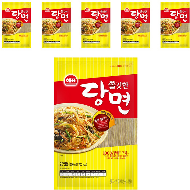 해표 쫄깃한 당면, 500g, 6개