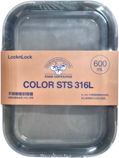 LocknLock 樂扣樂扣 炫彩 316L不鏽鋼密封容器 LST503GRY, 容器 + 蓋子, 1組