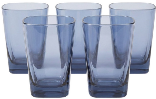 리빙메이트 PC 안깨지는 사각컵 250ml, 청색, 5개