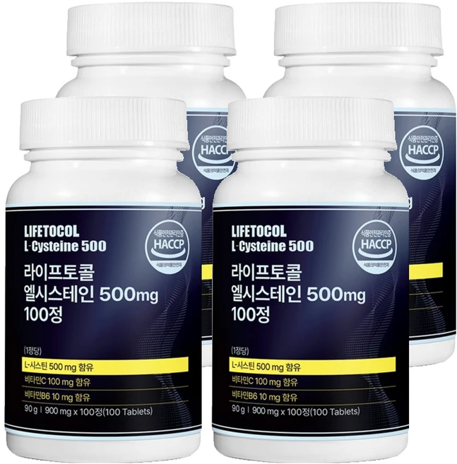 라이프토콜 엘시스테인 500mg, 100정, 4개 - 쿠팡