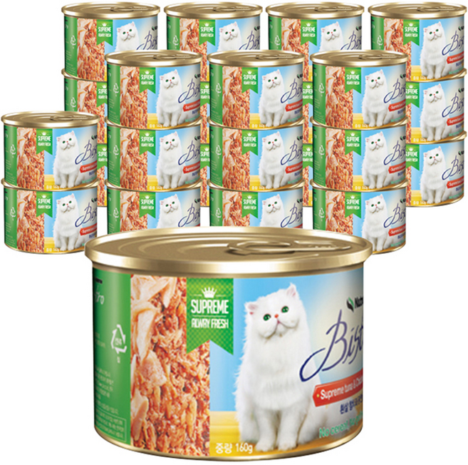 뉴트리나 생후 6개월령 이후 고양이 비스트로 간식캔, 참치, 160g, 24개