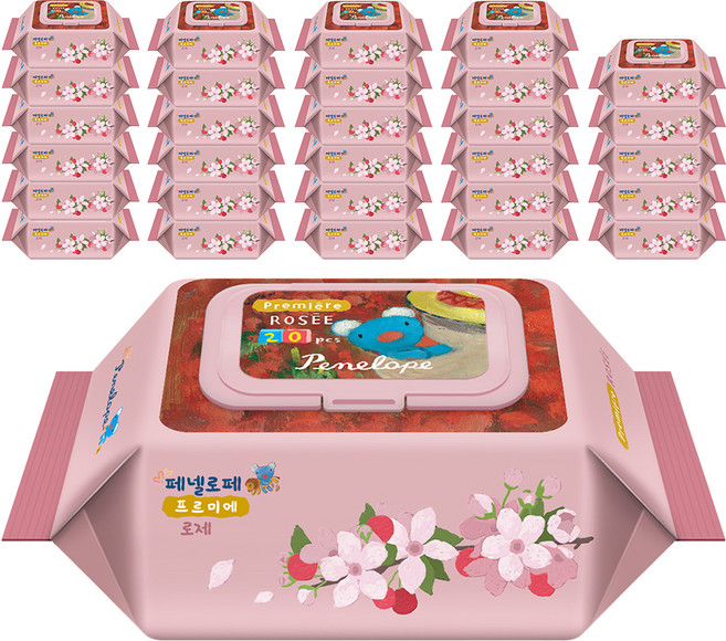 페넬로페 프르미에 로제 아기물티슈 휴대캡형, 65g, 20매, 72개