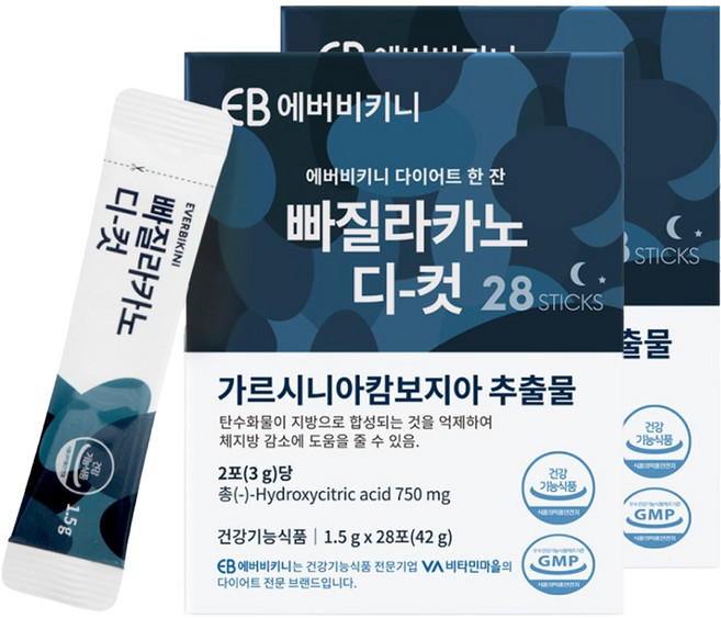 에버비키니 빠질라카노 디카페인 다이어트 커피 아메리카노맛 28p, 42g, 2개