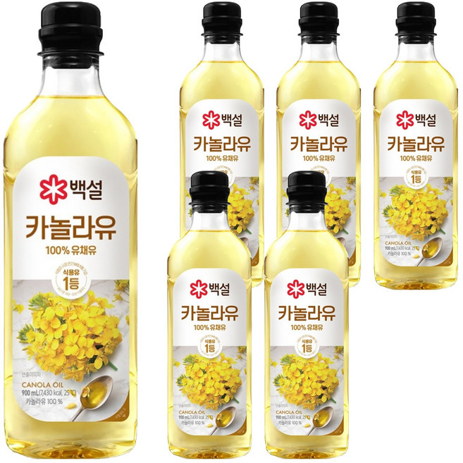 백설 카놀라유, 900ml, 6개