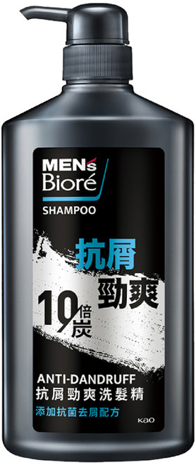 MEN's Biore 男性抗屑勁爽洗髮精 10倍炭 抗菌去屑因子OPX, 750g, 1瓶