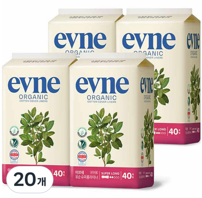 이브네 유순 팬티라이너, 슈퍼롱, 40개입, 20개