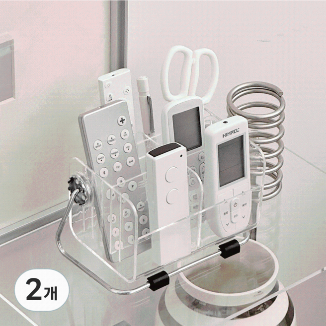 데미무드 리모컨모아 스탠드 정리함, 투명, 2개