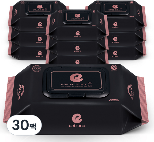 앙블랑 세이프 블랙 아기 물티슈 캡형, 78g, 70매, 30개