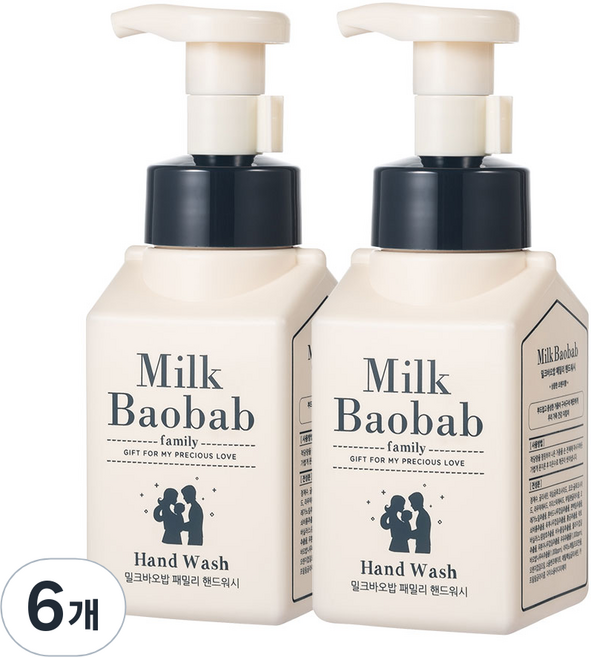 밀크바오밥 패밀리 핸드워시, 상큼한 오렌지껍질향, 300ml, 6개