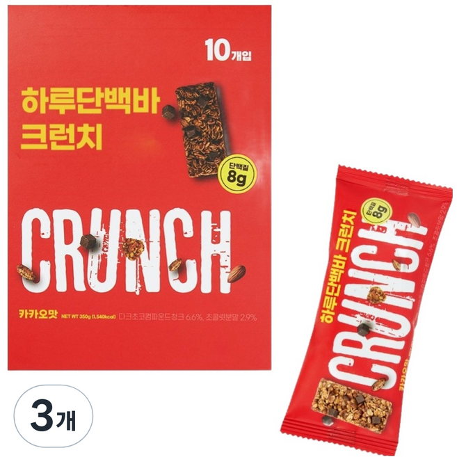 프로틴방앗간 하루단백바 크런치 카카오맛, 350g, 3개