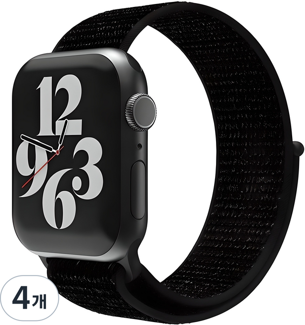 신지모루 애플워치 호환 경량 스포츠 스트랩 밴드, 블랙, 4개