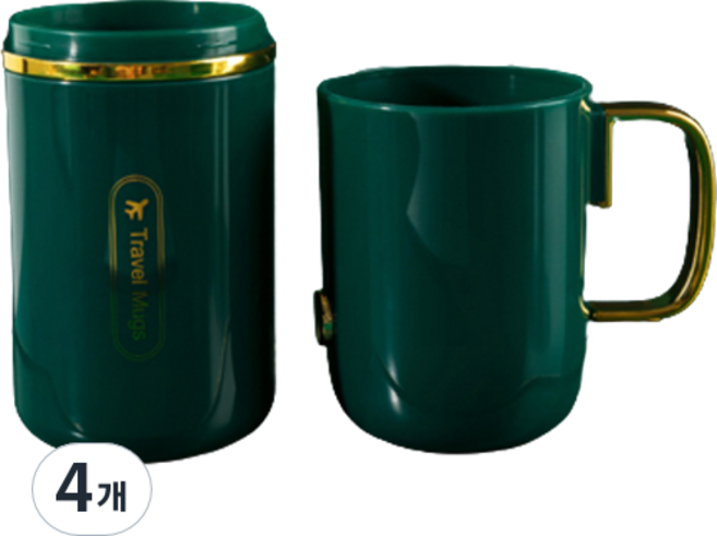 더자카 심플 양치컵 출장용 여행용 칫솔 케이스 FREE, 다크그린, 4개